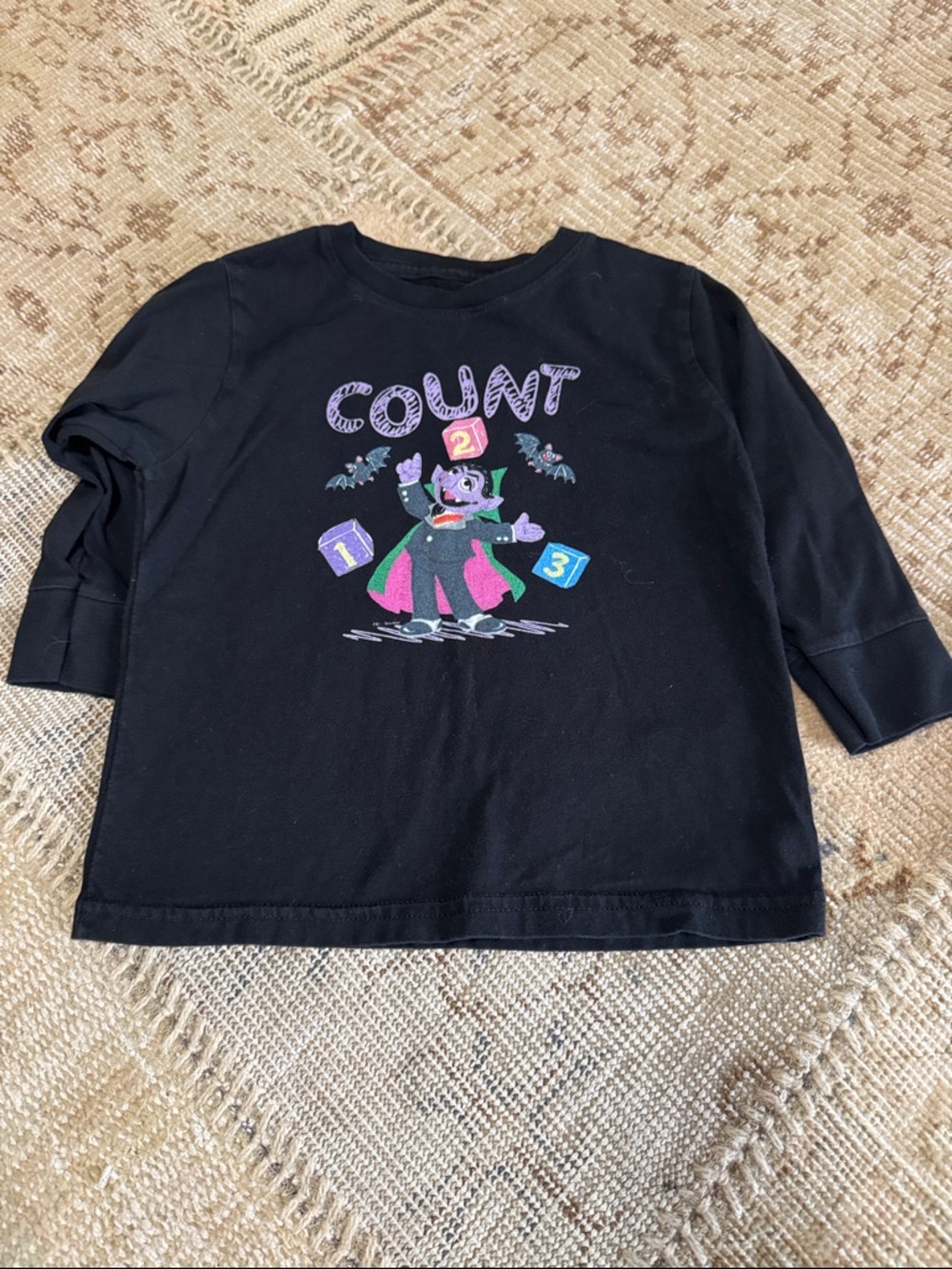 Kids Black 'Count' Graphic Long-Sleeve Shirt